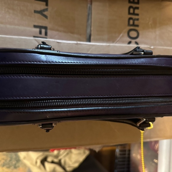 Prada new bag with COA Double zip purple & black Vitelli leather bowling bag - Picture 7 of 14